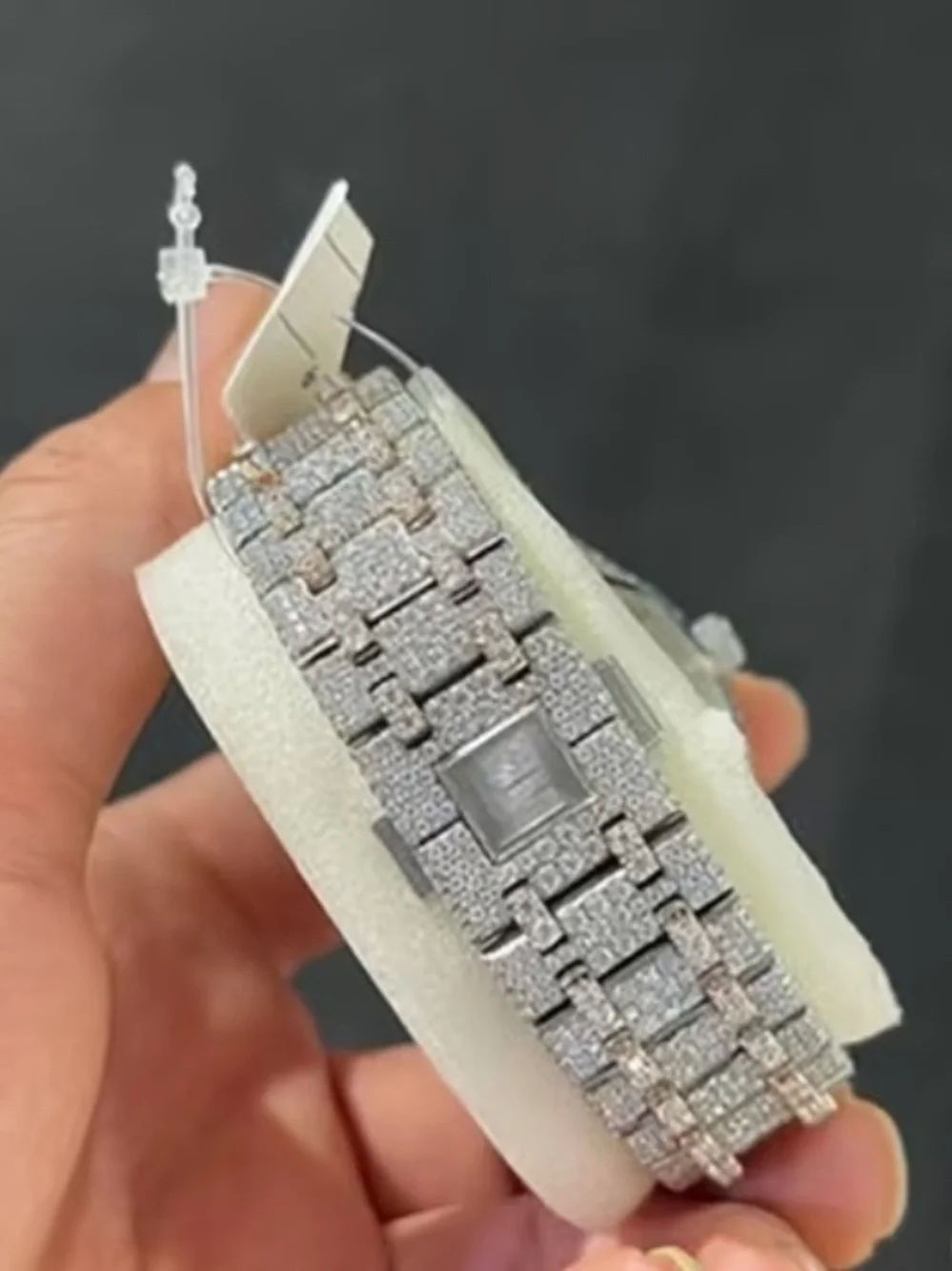 Iced Out Diamond Bracelet Watch Band - Silver & Rose Gold Accent